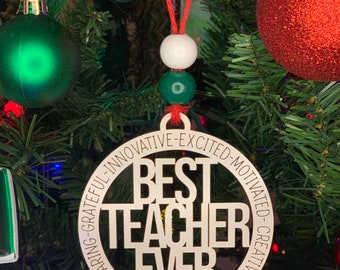 Best Teacher Ever SVG, Teacher gift svg, Best Teacher Ever Digital File, Teacher Ornament svg, Teacher Appreciation file, Glowforge Cut File