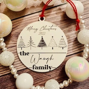 Christmas Tree Family Ornament SVG File for Glowforge or Laser Cutter, Personalized Christmas Ornament, Family Name Christmas Ornament
