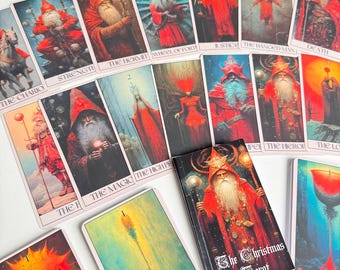 The Christmas Tarot Deck | Gothic Rider Waite Cards in Wooden Box | Guidebook Included | Collector Gift