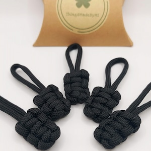 Big black paracord zipper pulls, zipper replacement, gym bag zipper pull, zipper puller