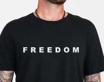 FREEDOM T-Shirt • Red Unisex Tee + Free Decal Sticker • Patriotic Graphic Shirt • Rally  Outfit • USA Pride Crewneck