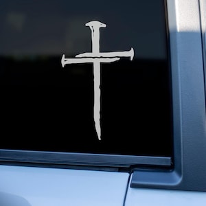 Three Nail Cross Decal Sticker | Christian Car Window Vinyl | Faith Cross Decal | Religious Auto Sticker | Minimalist Christian Decal Gift