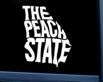 Georgia Peach State Decal, Distressed Vinyl Car Window Sticker, Southern Pride Hometown Birthday Gift, Laptop Tumbler Water Bottle Decal
