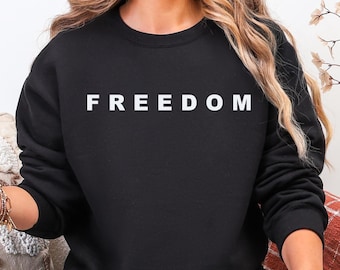 Freedom Sweatshirt + Free Decal • Red Crewneck Pullover • Patriotic Sweatshirt for Women & Men • Independence outfit • USA Freedom Sweater