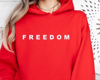 FREEDOM Hoodie + Free Decal Sticker • Minimalist Patriotic Sweatshirt • Unisex Hooded Pullover • Freedom Lover Gift • USA Pride Hoodie