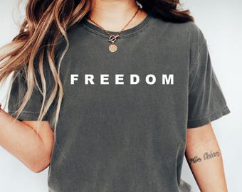 Comfort Colors FREEDOM T-Shirt • Patriotic Graphic Tee • Red USA Shirt • Independence Day Top • Unisex Vintage Style America Tee. Free decal
