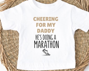 Marathon Dad support baby t-shirt, Cheering for daddy Marathon dad gift, Good luck marathon baby top, Running baby clothing, Runner dad