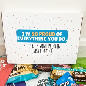 Proud of you protein gift, Proud of you gift for men, Proud gift protein hamper, Well done gifts, You did it gift, Marathon well done