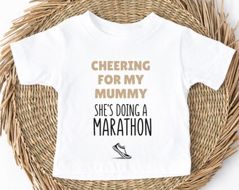 Marathon mummy support baby t-shirt, Cheering for mummy, Marathon mum gift, Good luck marathon top, Running baby clothing, Running baby top