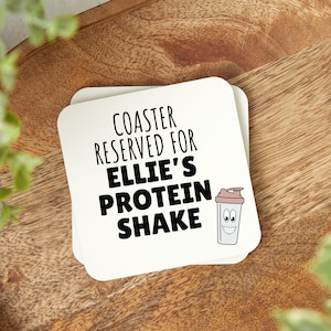 Protein gift personalised coaster, gym friend gift, Protein gifts for her, Protein shake gifts, Gym girlfriend gift, Protein gift for sister