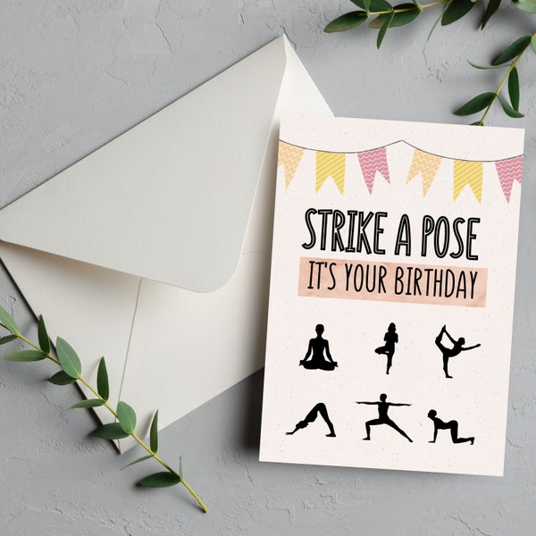 Yoga Birthday card, Yoga Friend Birthday, Yoga pose card, Yoga lover card, Yogi card, Yoga teacher card, Yoga mum card, Yoga Birthday