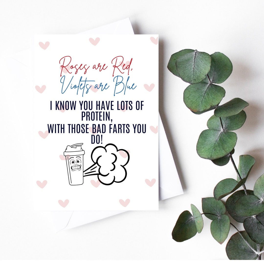 Lots of Protein Bad Farts Valentine Card, Fitness Couple Card, Gym Card