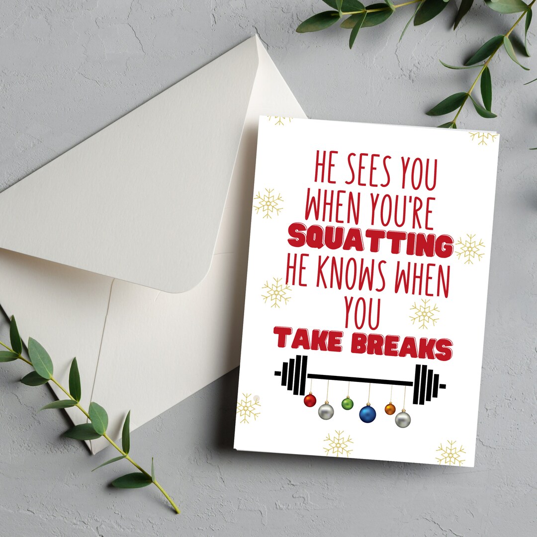 Pack of 10 Squat Gym Christmas Cards Bodybuilding Card Gym Etsy