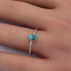 Silver Stone Solitaire Ring Solid 925 Sterling Silver 7 mm Oxidized Oval Shape Wedding Ring Natural Genuine Turquoise Ring Gift for her