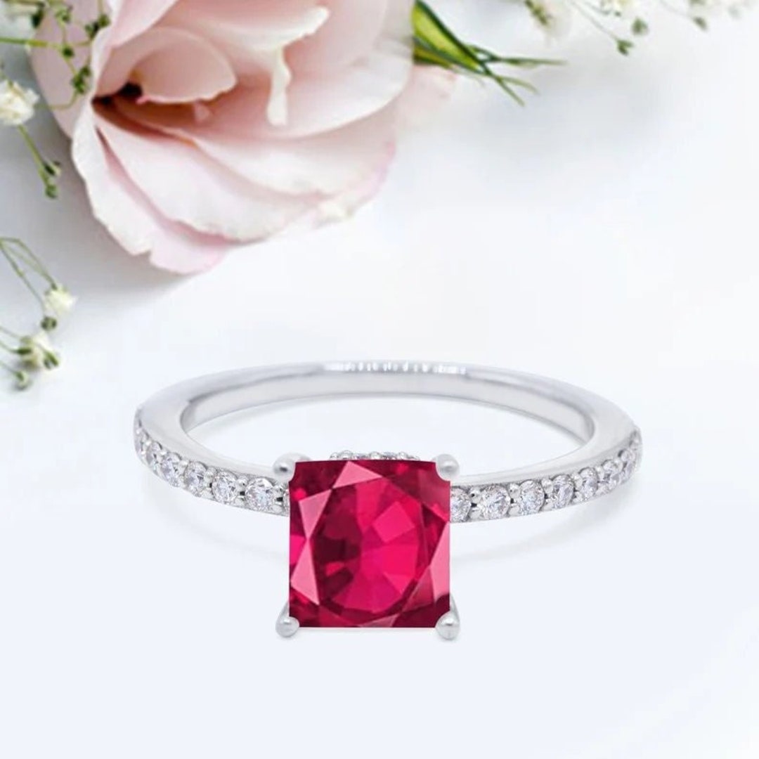 Cushion Cut Art Deco Engagement Ring Women Silver Wedding Ring