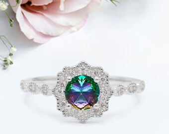 IVYRISE Brilliant Excellent Sparkle Zircon Flower Wedding Anniversary 925 Sterling Silver Double Rings IVYRISE Brilliant Excellent Sparkle Zircon Flower Wedding Anniversary 925 Sterling Silver Double Rings