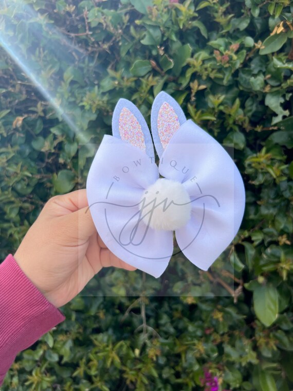 Easter Bunny Bow, Bunny Headband, Easter Bow, Easter Bunny Bow, White Easter Bunny Bow, Bunny, Easter Puff Bow, Easter Bow with Clip,