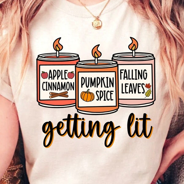 getting lit candles svg, fall candles svg, pumpkin spice svg, autumn svg, fall vibes svg, retro fall svg, fall sublimation, thanksgiving svg