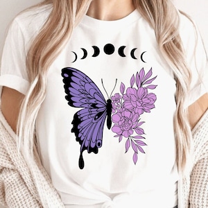 floral butterfly, flower butterfly svg, celestial svg, boho png, moon phase svg, witchy svg, magic svg, mystical svg, tote bag svg, hippie