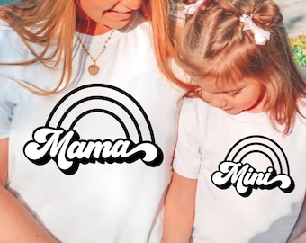 Mama und Mini svg, Boho Regenbogen Mama svg, Mama und ich svg, passendes Shirt SVG, retro Mama svg, groovy svg, Mom Shirt svg, Mom Mode svg, png