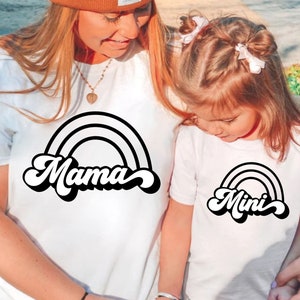mama and mini svg, boho rainbow mama svg, mommy and me svg, matching shirt svg, retro mama svg, groovy svg, mom shirt svg, mom mode svg, png