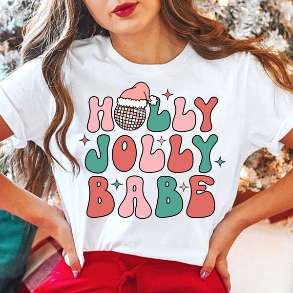 holly jolly babe svg, christmas disco ball svg, retro christmas svg, santa svg, merry christmas svg, christmas svg, merry vibes svg, groovy