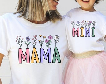 mama und mini svg, mama blumen svg, mama und mich svg, mama tochter svg, boho mama svg, kindershirt svg, mama mini blumen svg, retro