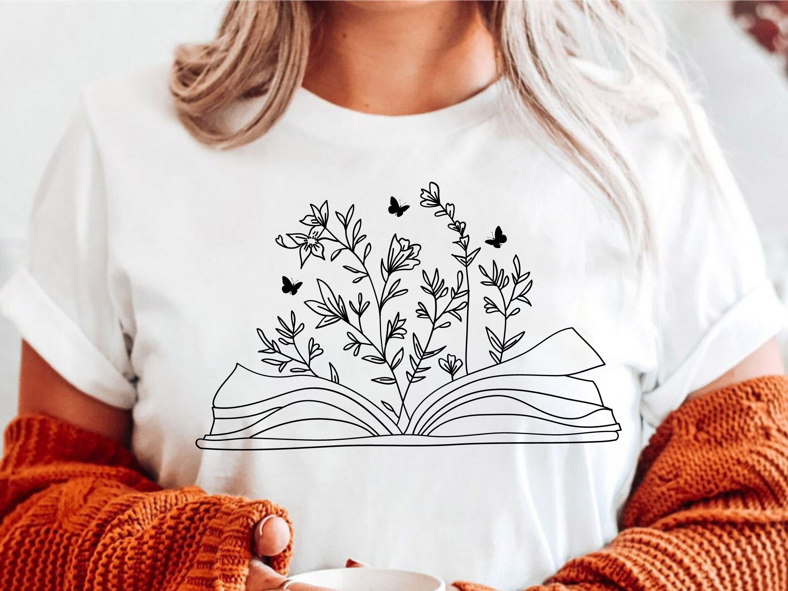 Book With Flowers Svg, Floral Book Svg, Wildflower Svg, Book Lover Svg ...