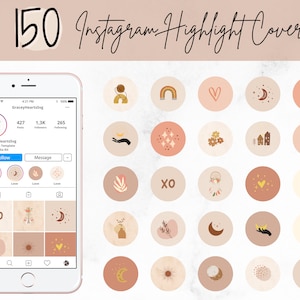 Instagram highlight covers boho, boho story cover, instagram story cover, ig highlight covers, boho icons, branding kit, social media icons