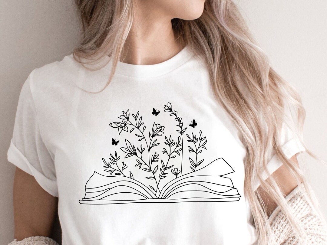 Book With Flowers Svg, Floral Book Svg, Wildflower Svg, Book Lover Svg ...