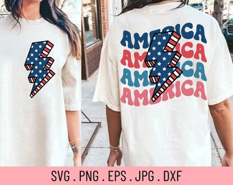 retro america svg, retro 4th of july svg, fourth of july svg, independence day svg, usa svg, patriotic svg, american lightning bolt svg, png