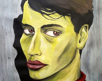 Figuratives expressionistisches Jungenporträt: Acryl- und Aquarellmalerei (75 x 60 cm)
