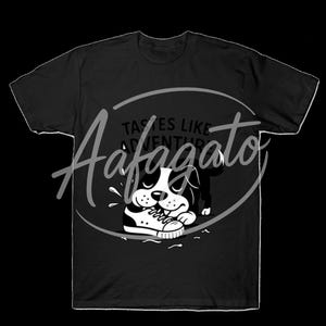 Playful Dog Adventure Logo – Funny Black & White Cartoon Puppy Design for POD, T-Shirt, Sticker, Mug, Sublimation Use