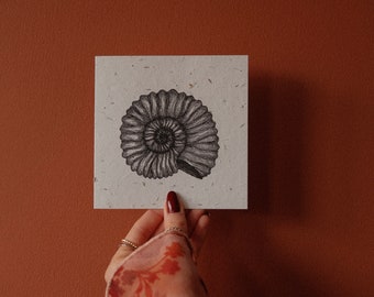 Ammonite | Fossil | Seeded paper | Greetings card | Handmade | Illustration | Print | Gifts | Plant | Kraft | plantable | wildlife | Seeds