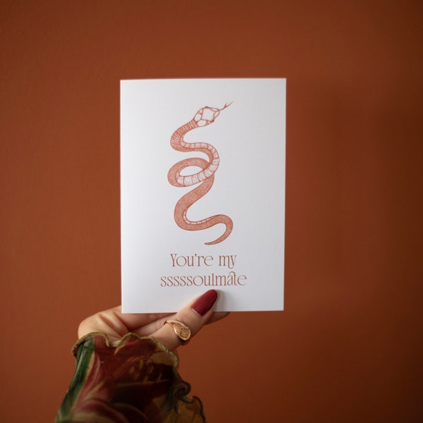 You’re My Sssssoulmate | Snake Valentines Card | A6 | Greetings card | Handmade | Reptiles Illustration | Gift Ideas | Gifts