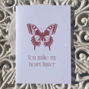 Hand Drawn Butterfly Greetings Card | Romantic Illustrated Design | Valentines & Anniversary A6 Print