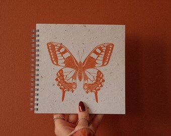 Handmade Plantable Notebook | Butterfly | Orange | Journal | Planner | Meadow Seed | Stationery | Wellness | Nature | Ecofriendly | Recycled