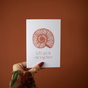 Vieillions ensemble | Saint-Valentin d'ammonite fossile | A6 | Cartes de voeux | Fait main | Illustration de fossiles | Idées cadeaux | Cadeaux