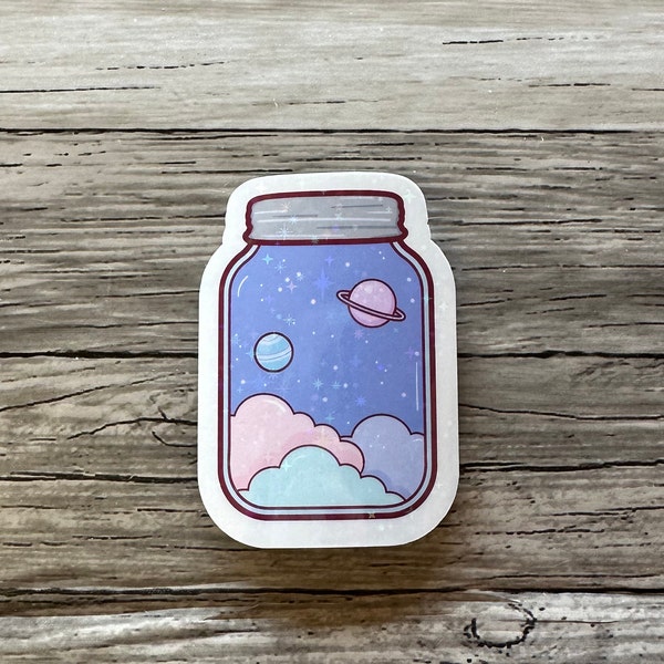 Galaxy in a jar Sticker | Cute | Area 51 | Space | Extraterrestrial | Alien Food | UFO | Gift for all