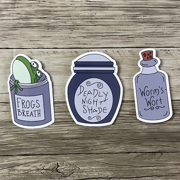 Nightmare Before Christmas sticker set | Disney sticker | Frogs Breath | Worms Wort | Deadly Night Shade | Water bottle sticker | Hydroflask