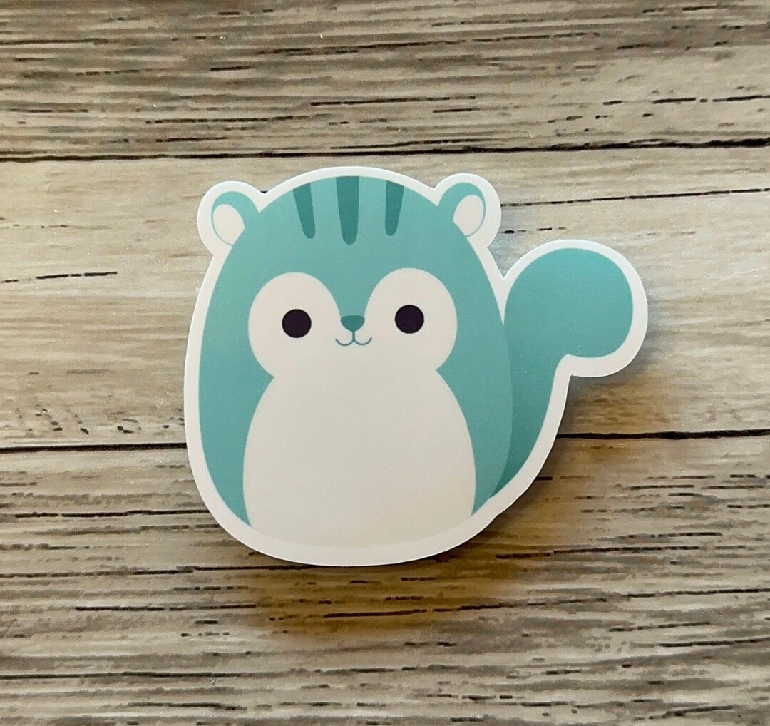 Squishmallow Sticker Blue Squirrel Sawyer Stuffed Animal Water Bottle