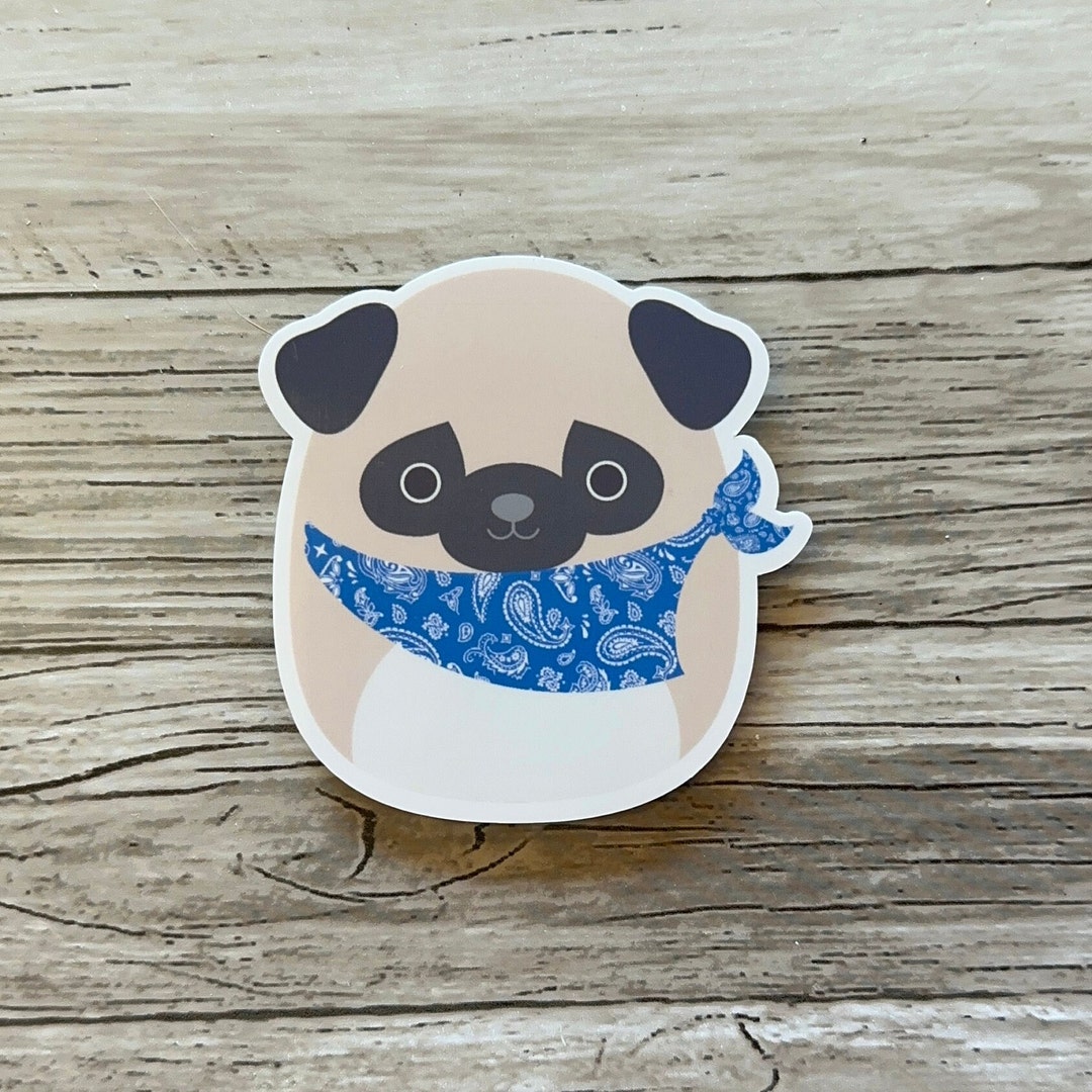 Squishmallow Sticker Brown Pug Prince Stuffed Animal Water Bottle Hydro