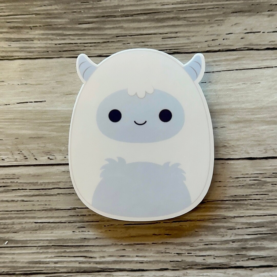 Squishmallow Sticker White Yeti Yuri Stuffed Animal Water Bottle Hydro