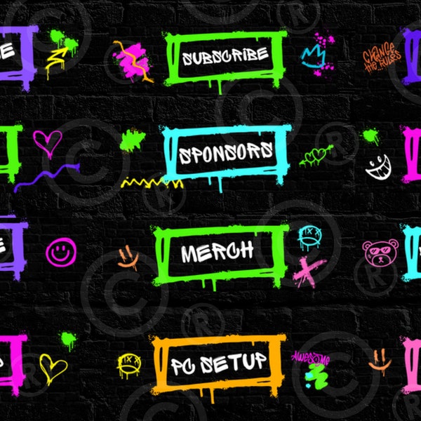 12 Graffiti Streaming Panels for Twitch, Kick or Facebook