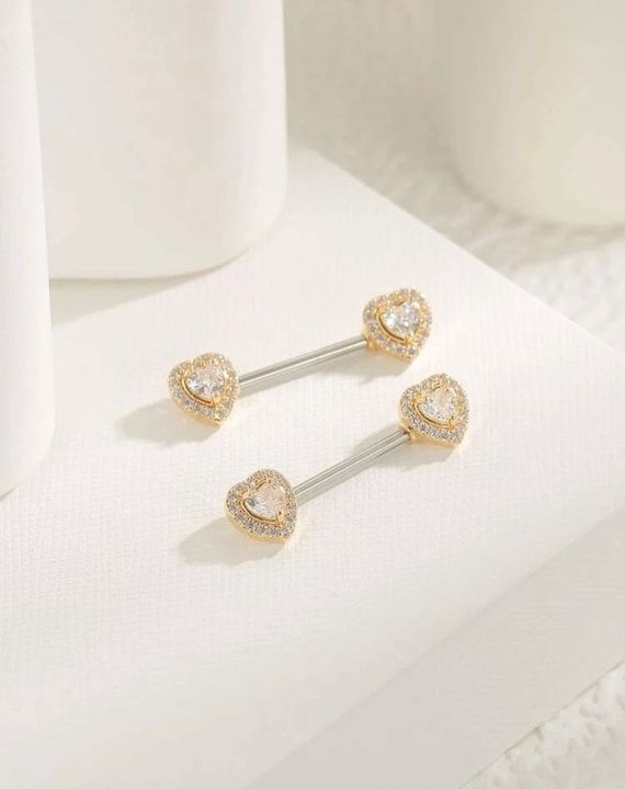 Diamond Heart Nipple Piercings Etsy