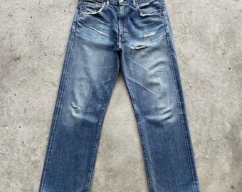Spodnie jeansowe Vintage Levi’s 502 Big E Faded Selvedge Denim Talon Zip W32x29