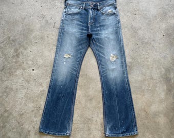 Vintage Wrangler Bootcut Jeans Faded Distressed Denim W31