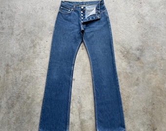 Vaqueros de corte clásico estilo bota de Helmut Lang, años 98, fabricados en Italia, denim de 29 x 32,5 cm.