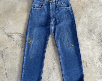 Spodnie jeansowe Vintage Levi’s 505 Paint Splashes Made In USA, rozmiar 32x26,5