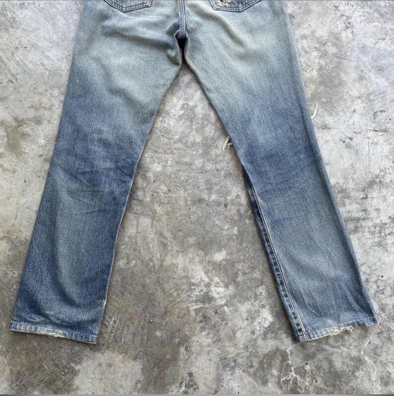 Vintage Edwin Japan Denim Distressed Jeans Rivna Byxor Slitna W29x31 bild 12